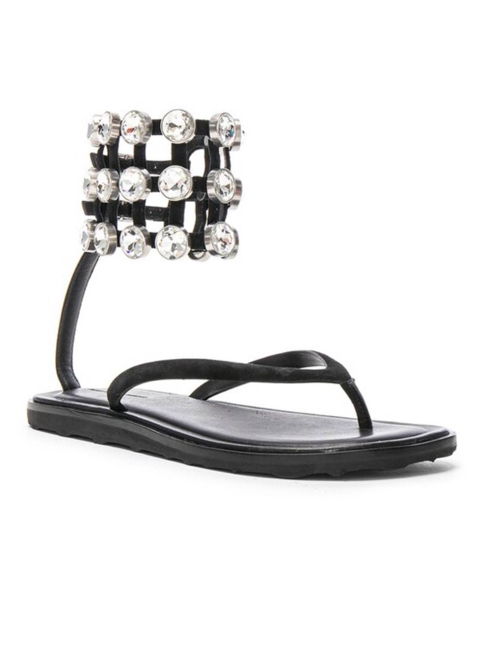 ALEXANDER WANG Leather Aubrey Sandals in black size 10 (40) Swarovski - Picture 3 of 10